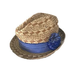 💕SCALA COLLECTION FEDORA Blue band  w/ flower.